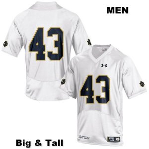 Notre Dame Fighting Irish Men's Greg Mailey #43 White Under Armour No Name Authentic Stitched Big & Tall College NCAA Football Jersey OZY5699BD